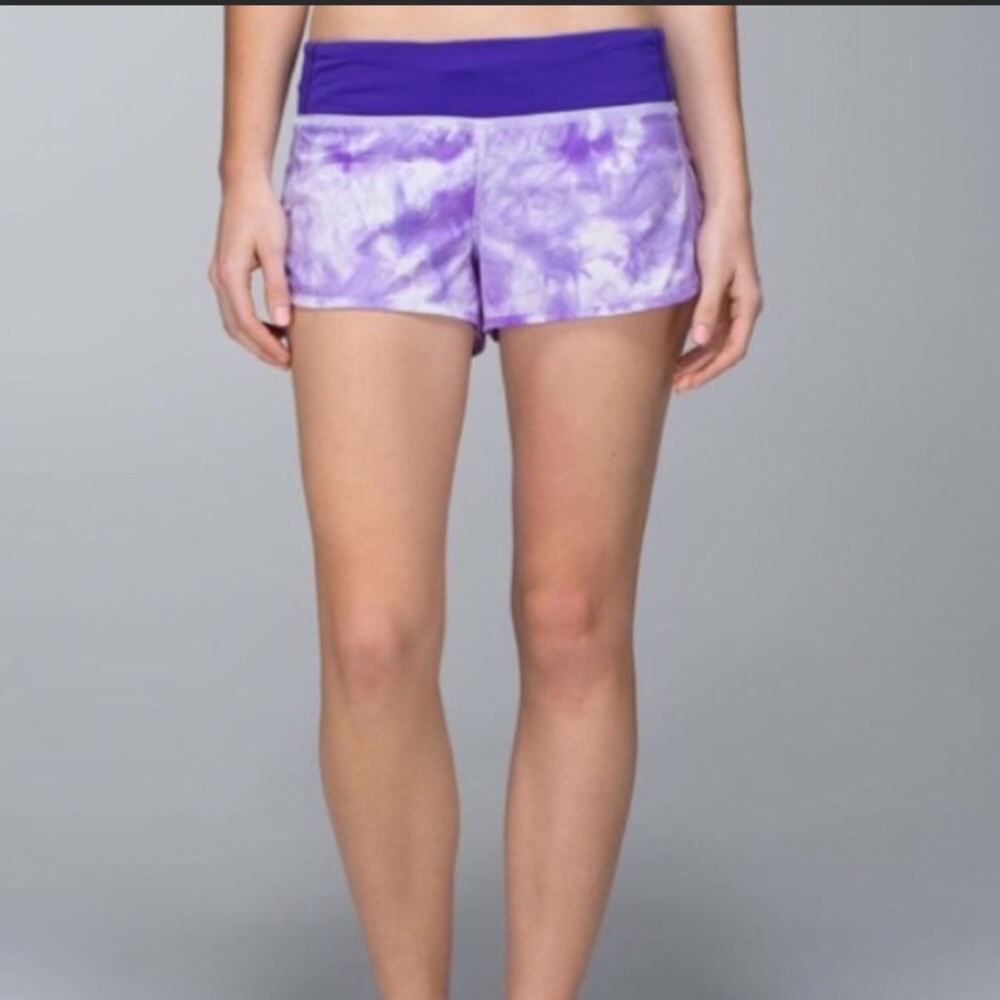 Purple tie-dye speed shorts